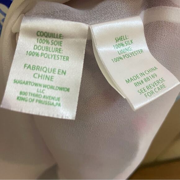 Lily Pulitzer Elenora Silk Dress. Blue tint kaleidoscope coral. Size small. - Picture 5 of 5